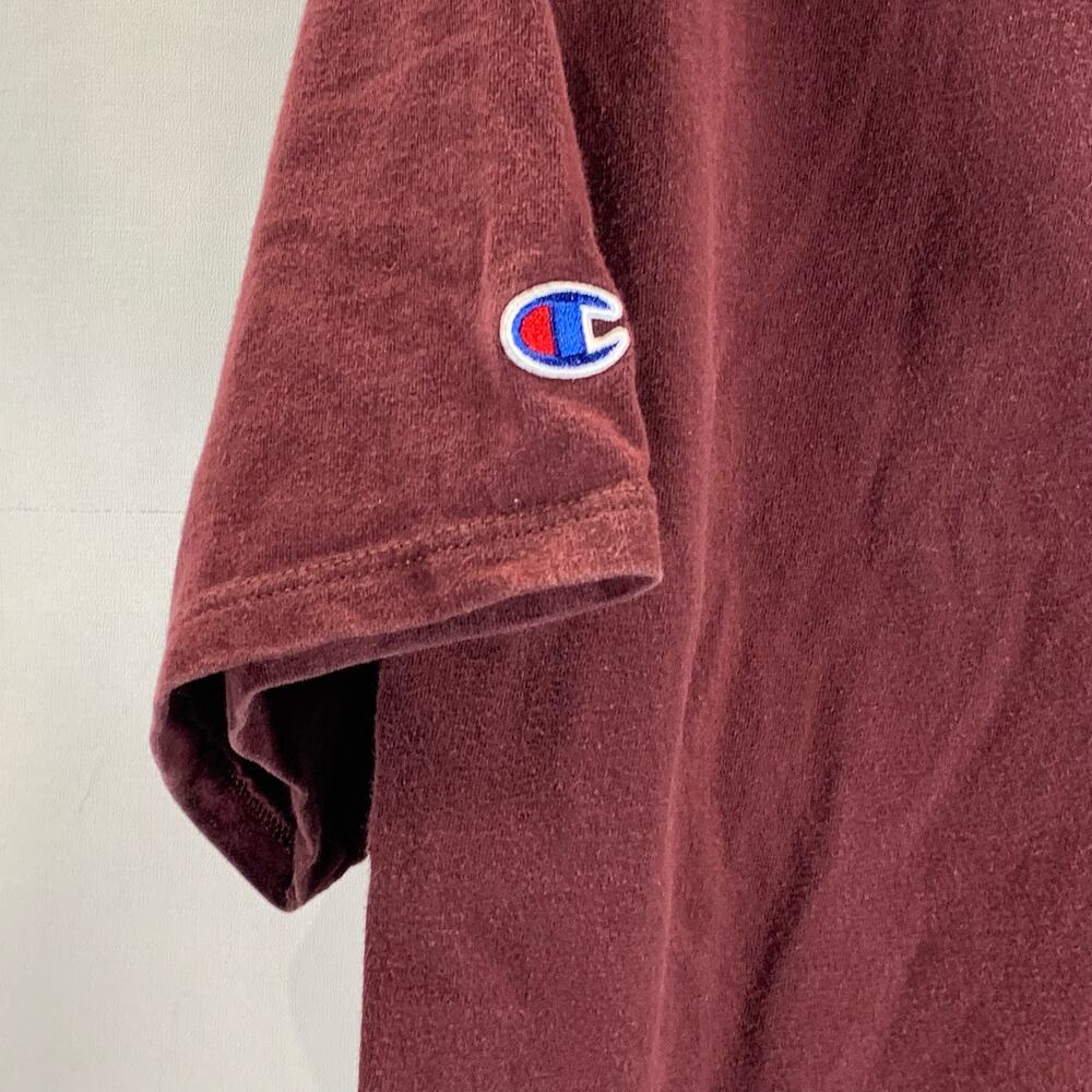 CHAMPION Men's Burgundy Script Logo Crewneck Regular-Fit T-Shirt SZ XL - Picture 5 of 9